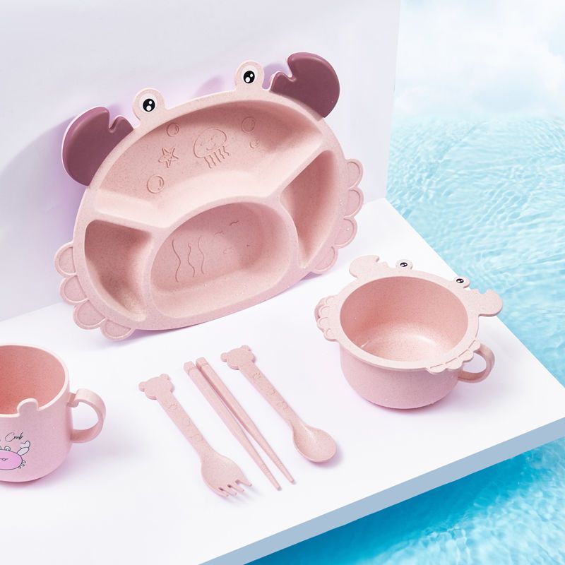 Baby Food Utensils Set - 4/6pcsCrabs Children's Plates, Creative Baby Eating