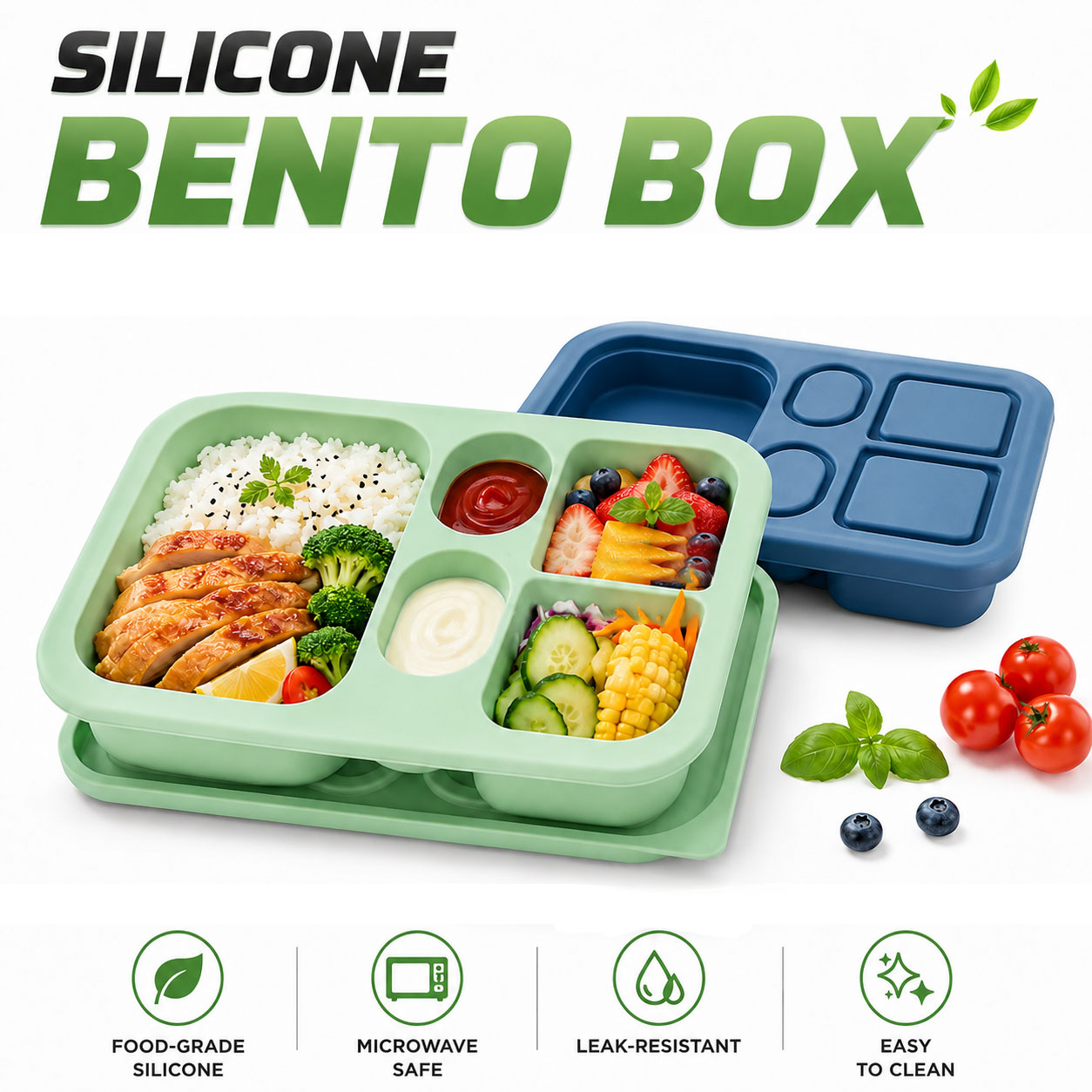 Baby Food Plan - Portable Silicone Bento Lunch Box For