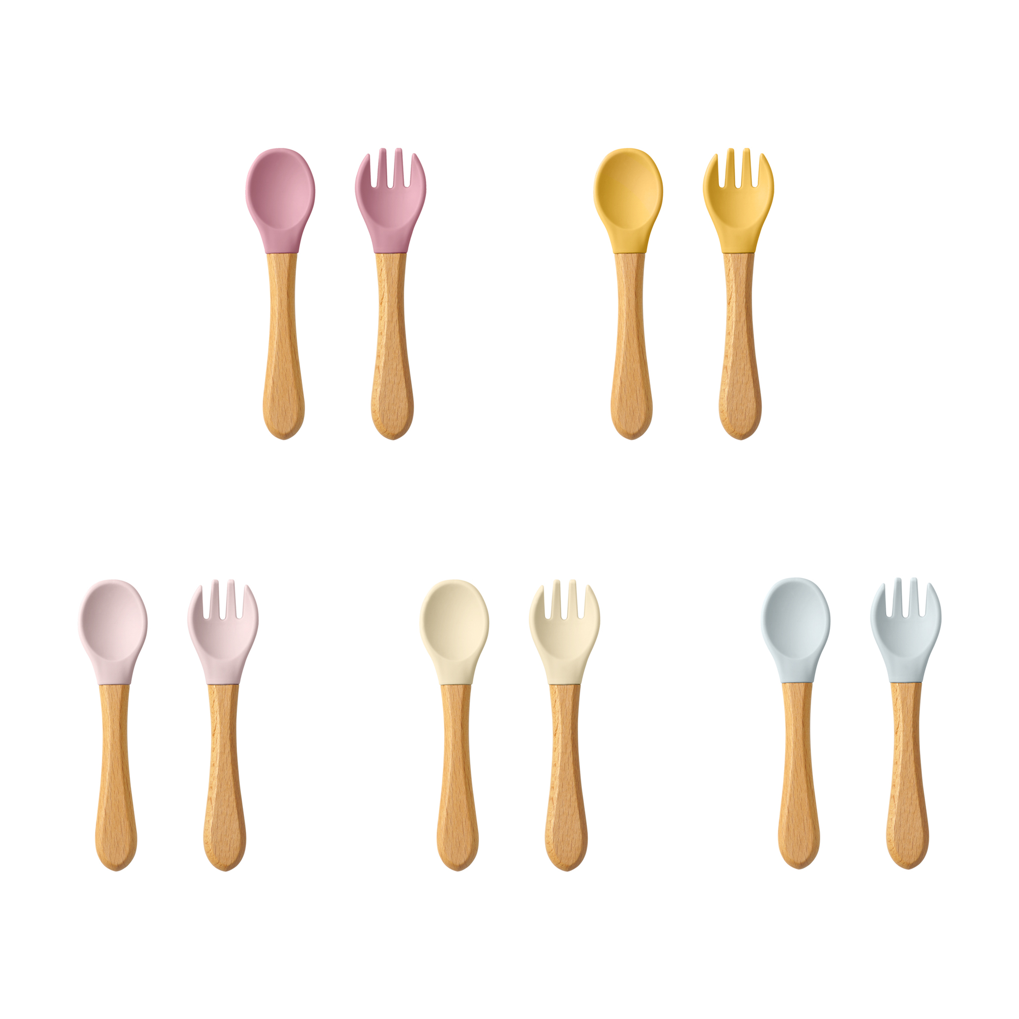 Baby Food Utensils Set - 2PCS Baby Learning Spoons Utensils Set
