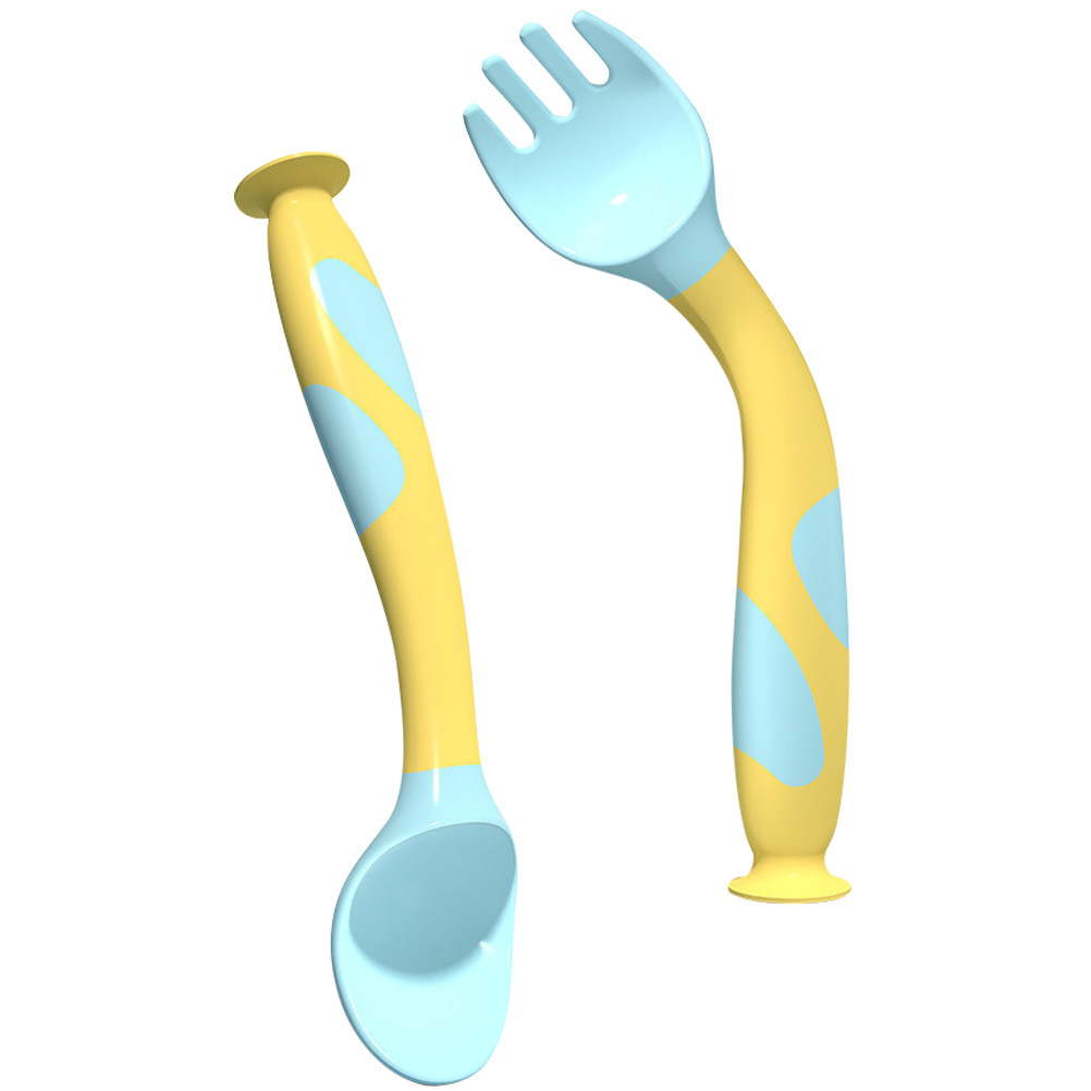 1Set Baby Fork Spoon Auxiliary - огляд і ціна Baby Food Utensils Set