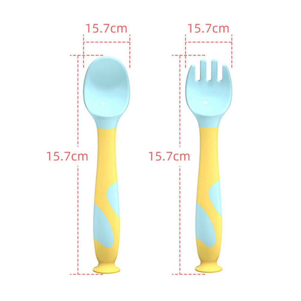 1Set Baby Fork Spoon Auxiliary - огляд і ціна Baby Food Utensils Set