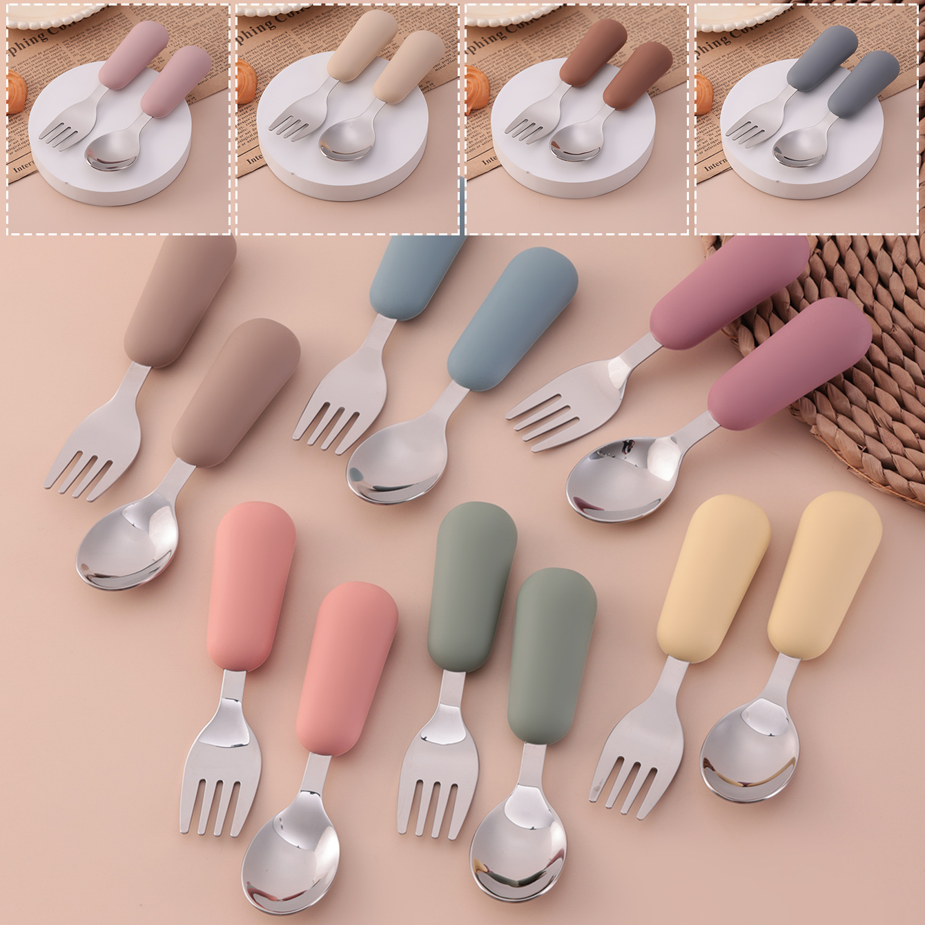 Color Kids 2PCS Stainless Stee - огляд і ціна Baby Food Utensils Set