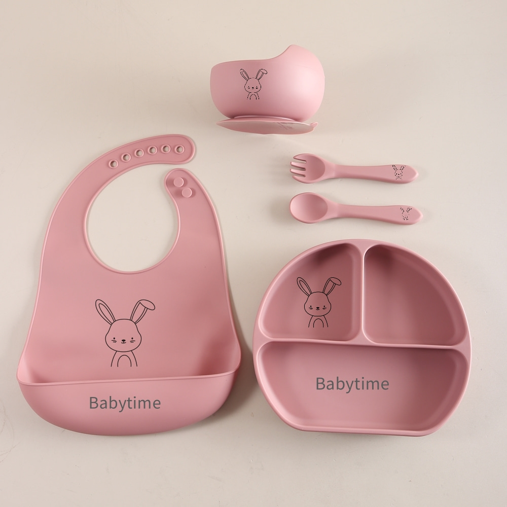 5pcs Bunny Baby Utensils Set,  - огляд і ціна Baby Food Utensils Set