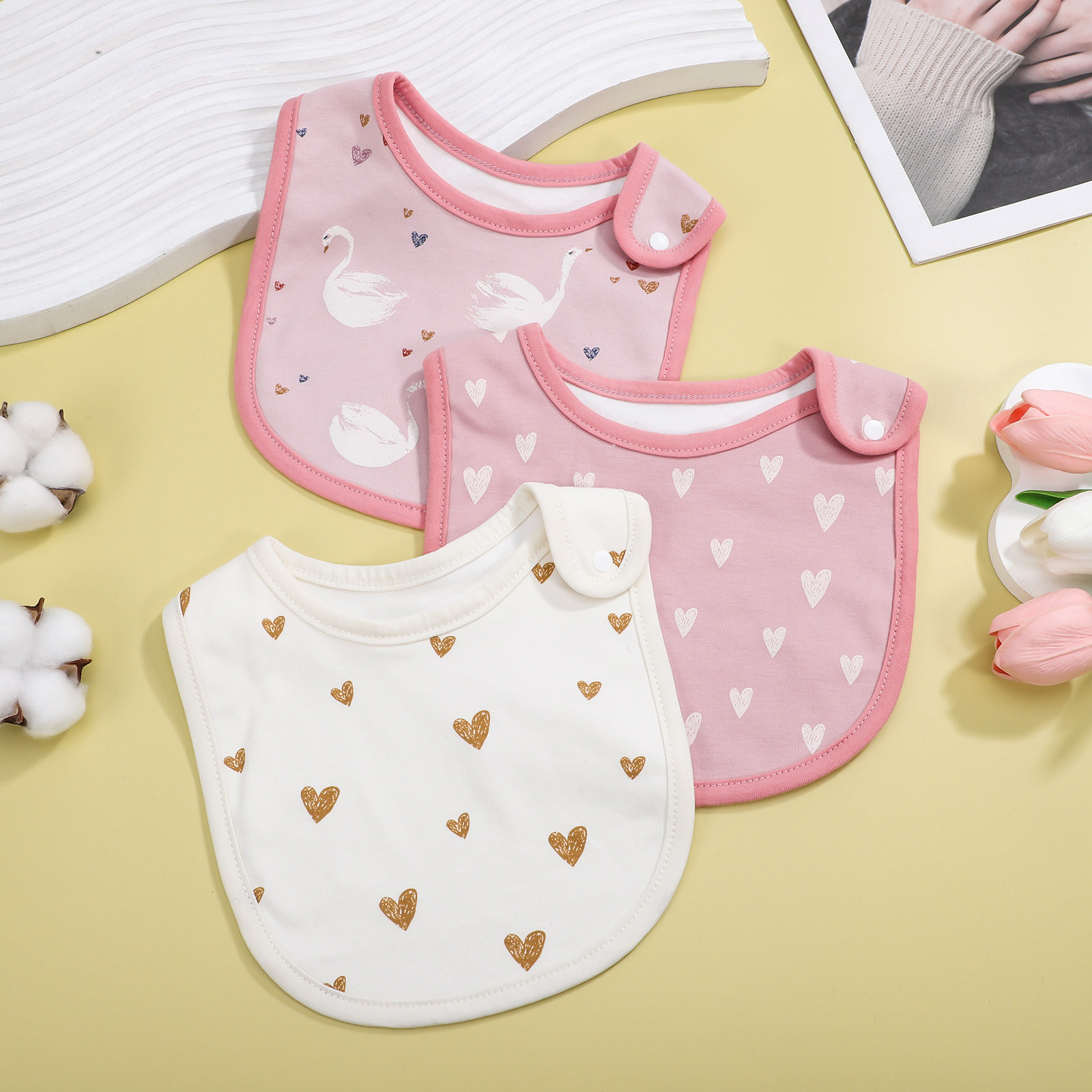 3pcs Cotton Drool Bibs Newborn - огляд і ціна Baby Food Newborn