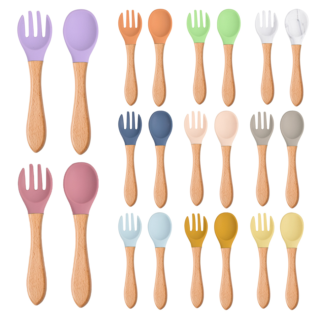 2Pcs/Set Baby Silicone Spoon F - огляд і ціна Baby Food Utensils Set