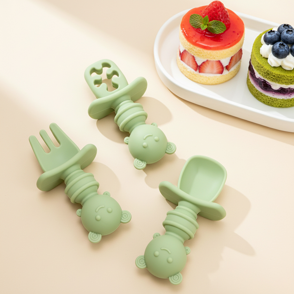 3pcs Short Handle Bee Spoon &  - огляд і ціна Baby Food Utensils Set