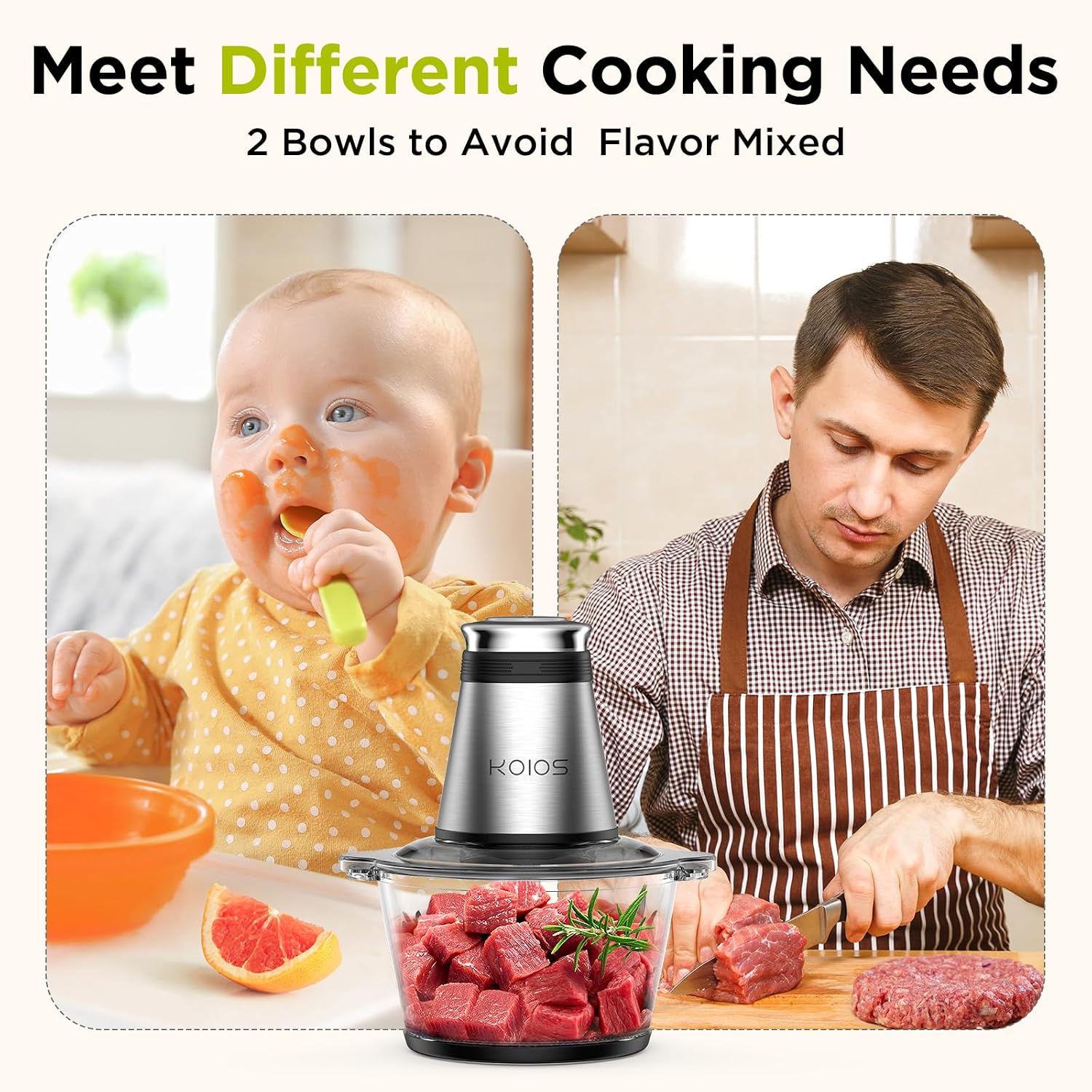 500W Food Chopper, 2 Bowls (8  - огляд і ціна Veggie Baby Food